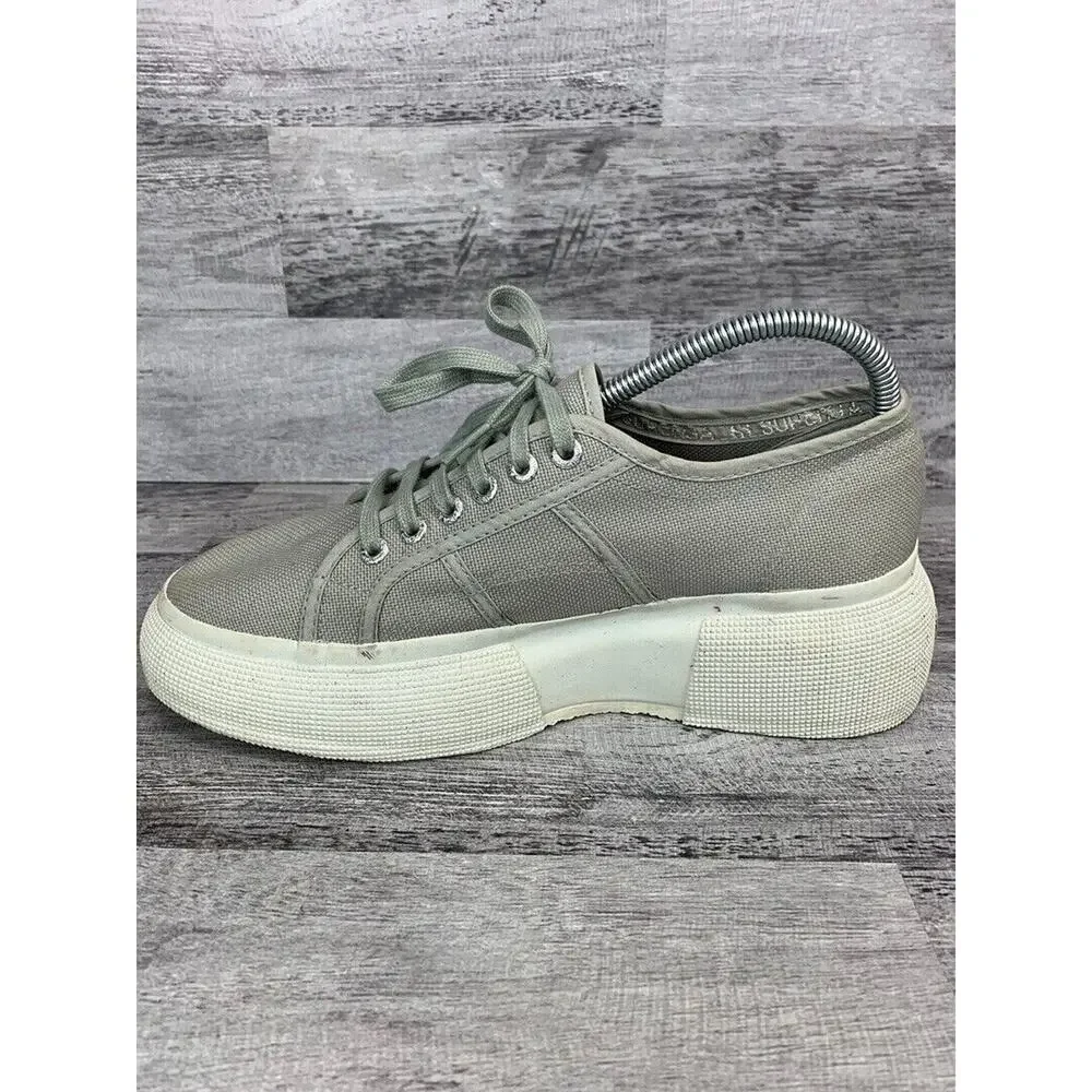 Superga Womens Gray Platform Sneakers Size 8 Canvas & Rubber Sole